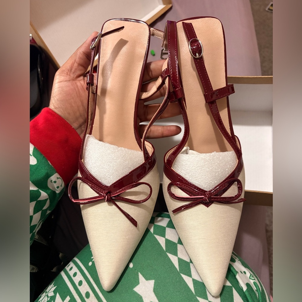 Elegant Burgundy and Cream Women's Shoes